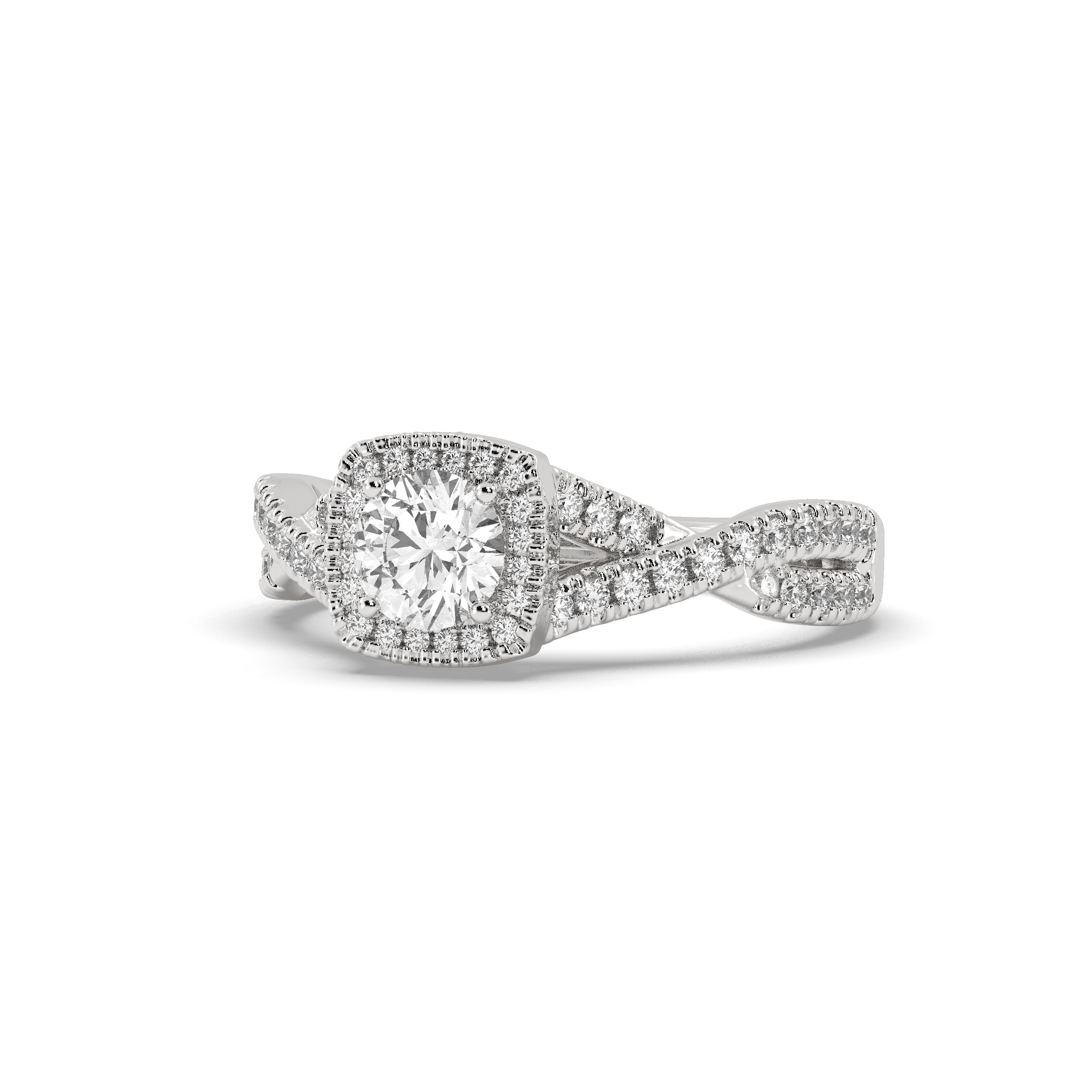 White Gold Studded 1.286 Carat Lab Grown Diamond Ring-G Color VS1 Clarity.